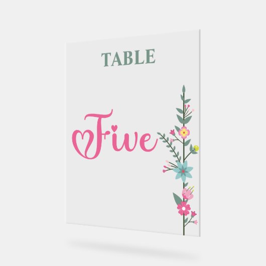 Floral Elegant Liefde Trouwtafel Nummer VIJF Acryl Bord (Hoek)