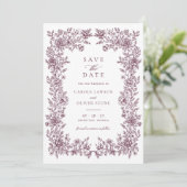 Floral Elegant Lijst Bruiloft Save the Date Kaart (Staand voorkant)