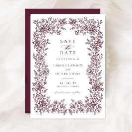 Floral Elegant  Lijst Bruiloft Save the Date Kaart