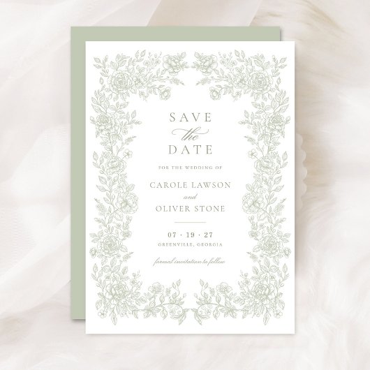 Floral Elegant Lijst Bruiloft Save the Date Kaart