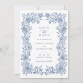 Floral Elegant  Lijst Bruiloft Save the Date Kaart (Voorkant)