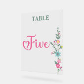 Floral Elegant Love Mariage Numéro de table CINQ (Angle)