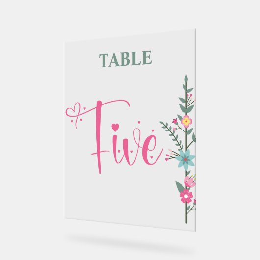 Floral Elegant Love Mariage Numéro de table DEUX (Angle)