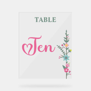 Floral Elegant Love Mariage Numéro de table TEN