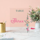 Floral Elegant Love Mariage Numéro de table TROIS (Mariage)