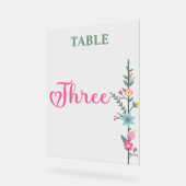 Floral Elegant Love Mariage Numéro de table TROIS (Angle)
