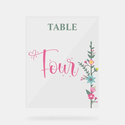 Floral Elegant Love Mariage Table Numéro QUATRE (Recto)