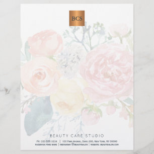 Floral elegant metallic goud koper monogrammed briefhoofd