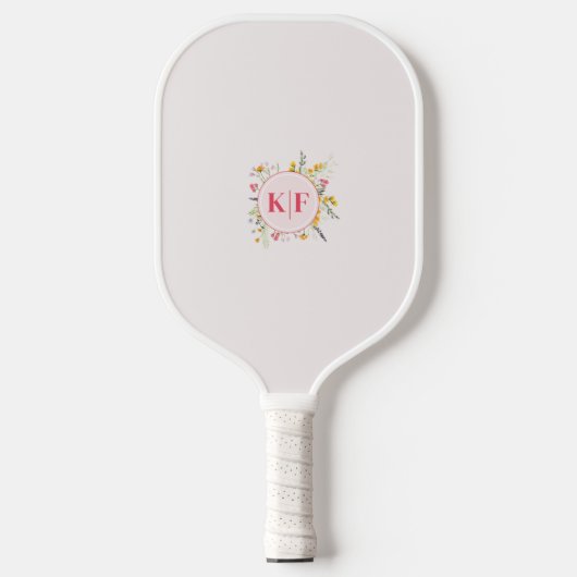 Floral Elegant Monogram gepersonaliseerd Pickleball Paddle (Voorkant)