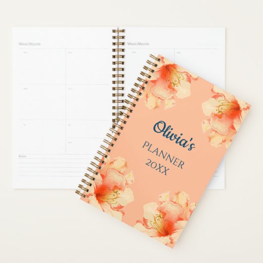 Floral Elegant Peach Colour Planner (Devant avec enveloppe)