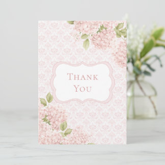 Floral Elegant Pink Hydrangea Bridal Shower  Bedankkaart