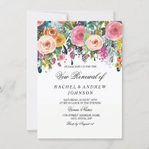 Floral Elegant Pink Peach Vow Renewal Income Kaart