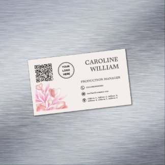 Floral Elegant QR Code Business Logo Magnetisch Visitekaartje