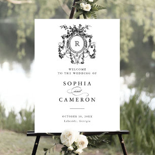 Floral Elegant Rose Crest Affiche de bienvenue