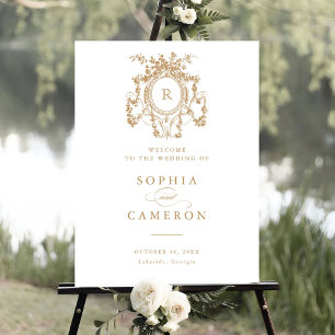 Floral Elegant Rose Crest Affiche de bienvenue