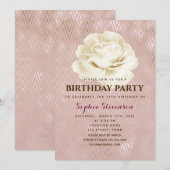 Floral Elegant rose Invitation Anniversaire (Devant / Derrière)