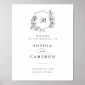 Floral Elegant Roses Monogram Crest Affiche de bie (Devant)