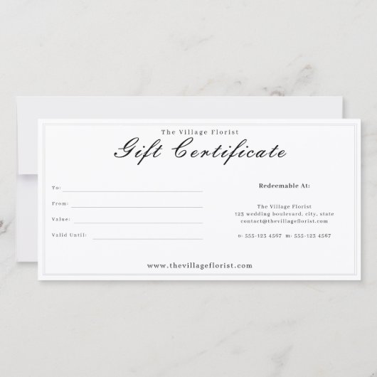 Floral Elegant  Rozen Cadeaubon (Achterkant)