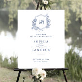 Floral Elegant Rozen Monogram Crest Welkomstbord Poster