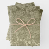 Floral Elegant Sage Green Modern Inpakpapier Vel (In situ)