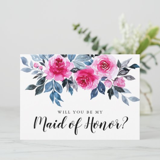 Floral Élégant Serez-Vous Ma Carte D'Honneur (Debout devant)