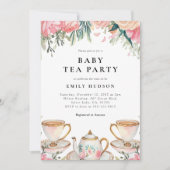 Floral Elegant Tea Party Baby shower Invitation (Devant)