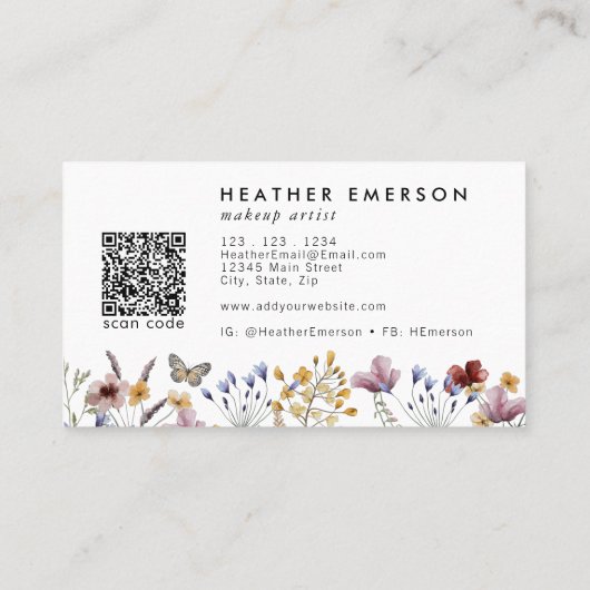 Floral Elegant Visitekaartje (Achterkant)