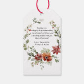 Floral Elegant Waterverf Kat Vrolijk Kerstfeest Cadeaulabel (Achterkant)