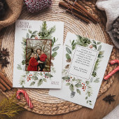 Floral Elegant Waterverf Vrolijk Kerstfeest Foto Feestdagenkaart