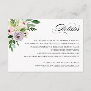 Floral Elegant Wedding Details-kaart Informatiekaartje