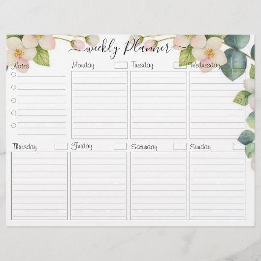Floral Elegant Weekly Planner voor Kaart Flyer (Voorkant)