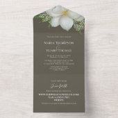 Floral Elegant White Magnolia Guest All In One Uitnodiging (Binnen)