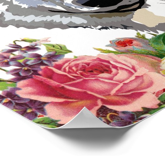 Floral Elegant Wolf Petite affiche d'art mural (Coin)