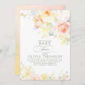 Floral Elegant Zacht Zomer Baby shower Kaart (Voorkant / Achterkant)