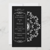 Floral elegant zwarte en witte moslimbruiloft kaart (Voorkant)