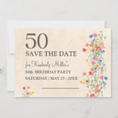 Floral elegante 50ste verjaardag bloem 50 jaar save the date (Voorkant)