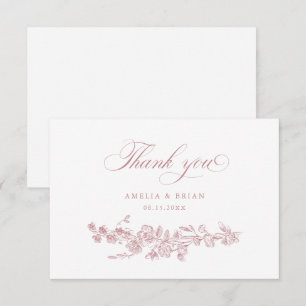 Floral Elegante gegraveerde bloemen bruiloft Bedankkaart