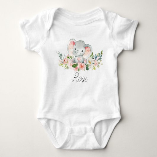 Floral Elephant Baby girl Romper (Voorkant)