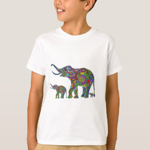 Floral Elephant Illustratie Helderkleurige tinten T-shirt