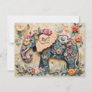 Floral Elephant Illustration Briefkaart