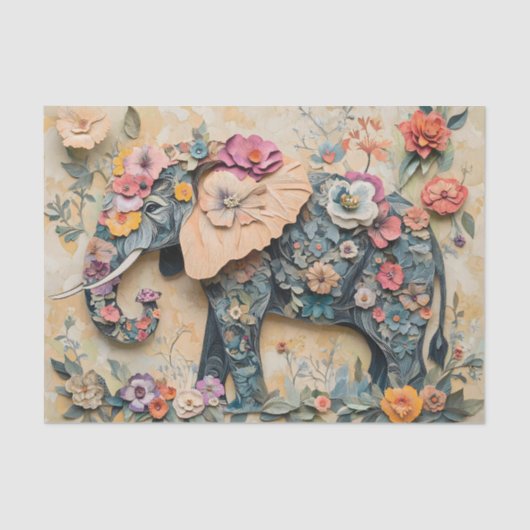 Floral Elephant Illustration Tissuepapier (Voorkant)