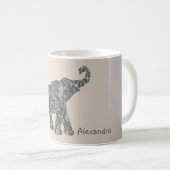 Floral Elephant met naam Koffiemok (Voorkant rechts)