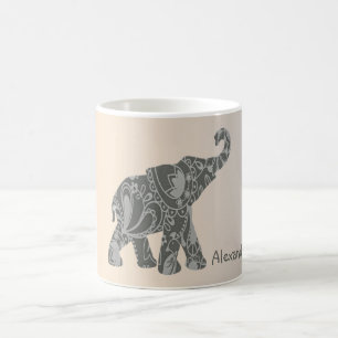 Floral Elephant met naam Koffiemok