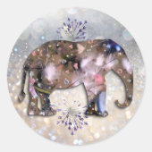 Floral Elephant Ronde Sticker (Voorkant)