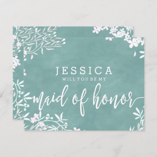 Floral elke kleur zal je mijn bruidsmeisje zijn kaart (Voorkant / Achterkant)