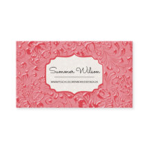 Floral Embossé rose foncé Carte de visite couleur