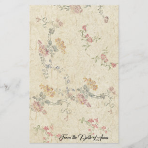 Floral Embroidery Faux Handmade Paper Stationery Briefpapier