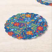 Floral Embroidery Pattern Kartonnen Onderzetters (Gekanteld)