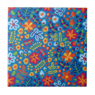 Floral Embroidery Pattern Tegeltje