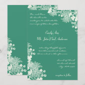 Floral Emerald en Ivory Wedding Invites Kaart (Voorkant / Achterkant)